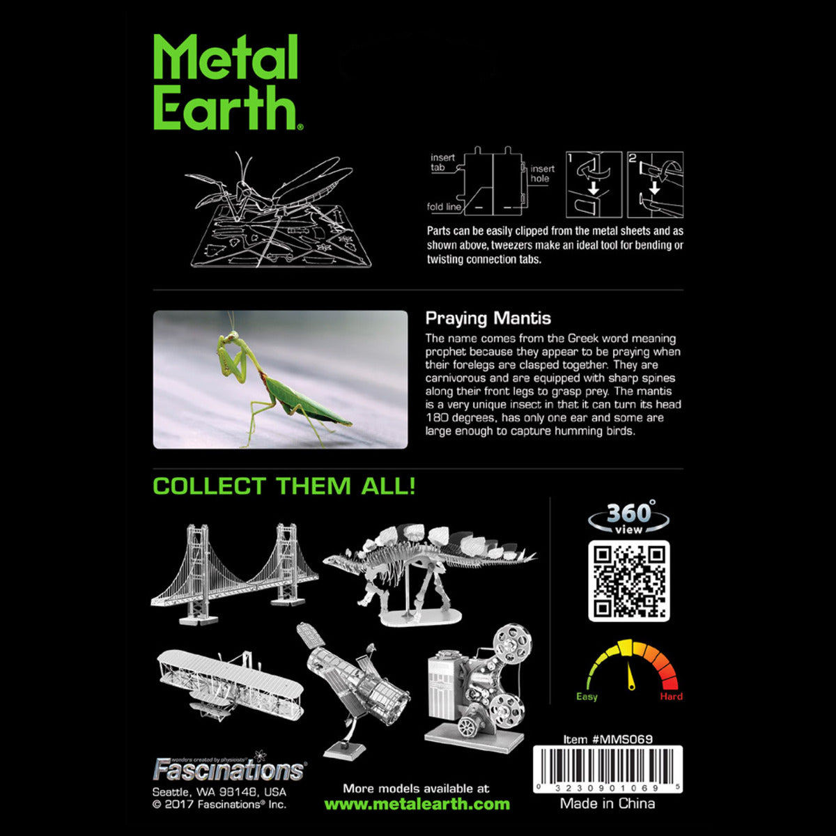 Metal Earth Metallbausätze MMS069 Praying Mantis Gottesanbeterin Metall Modell