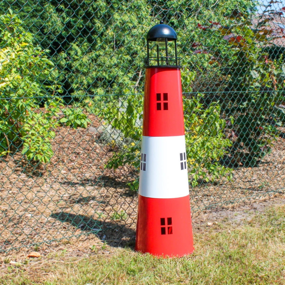 Leuchtturm Garten 120 cm mit Licht Solar Leuchtturm Metall Maritime Deko mit LED Beleuchtung Gartendeko Maritim