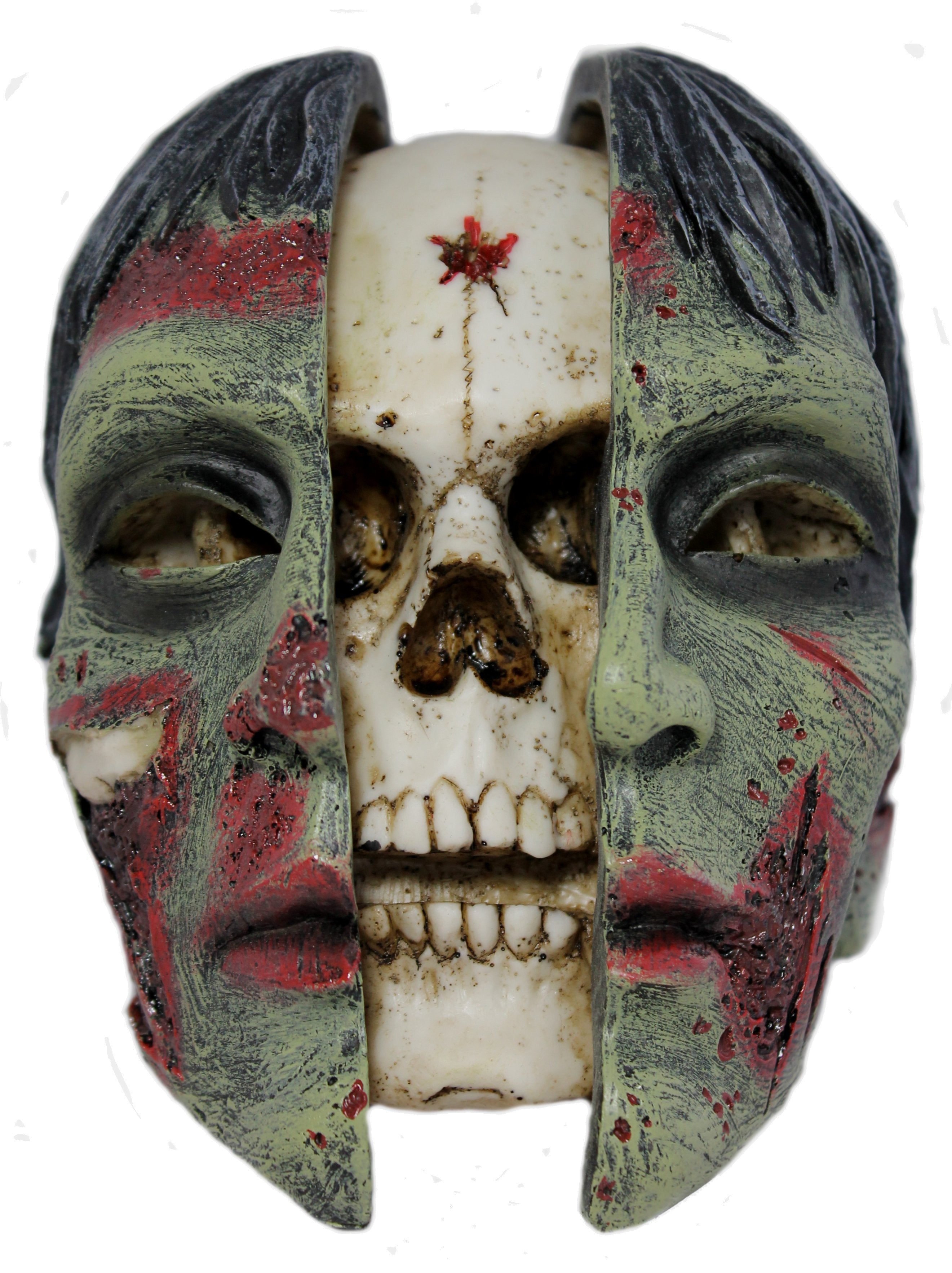 Dekofigur Zombie Zombiekopf Totenkopf Schädel Mystic Gothic Dekoration gespalten